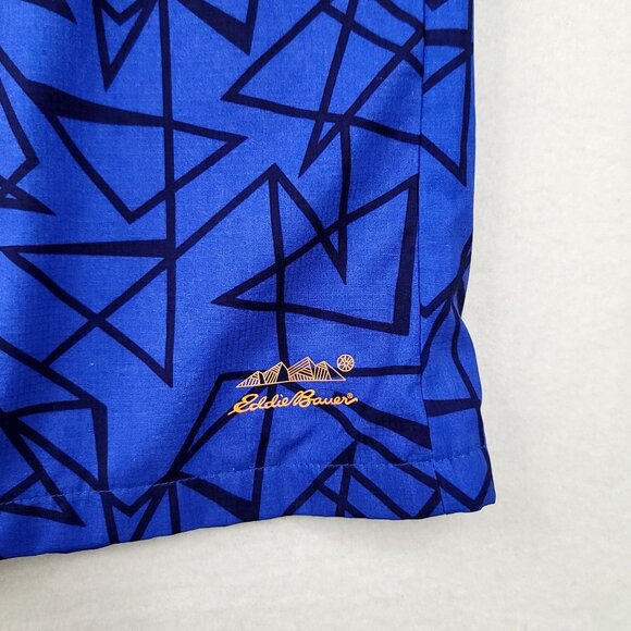 Eddie Bauer Boys XL 18/20 Blue Orange Geometric Drawstring Swim Short Zip Pocket - Picture 2 of 7
